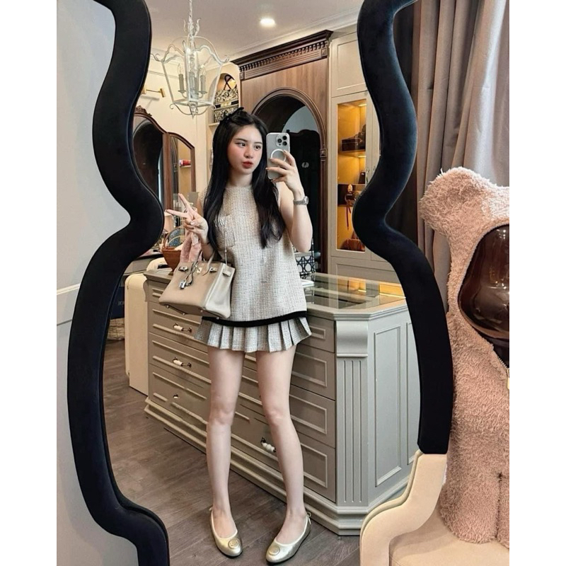 SET DẠ SN VÁY XẾP LI