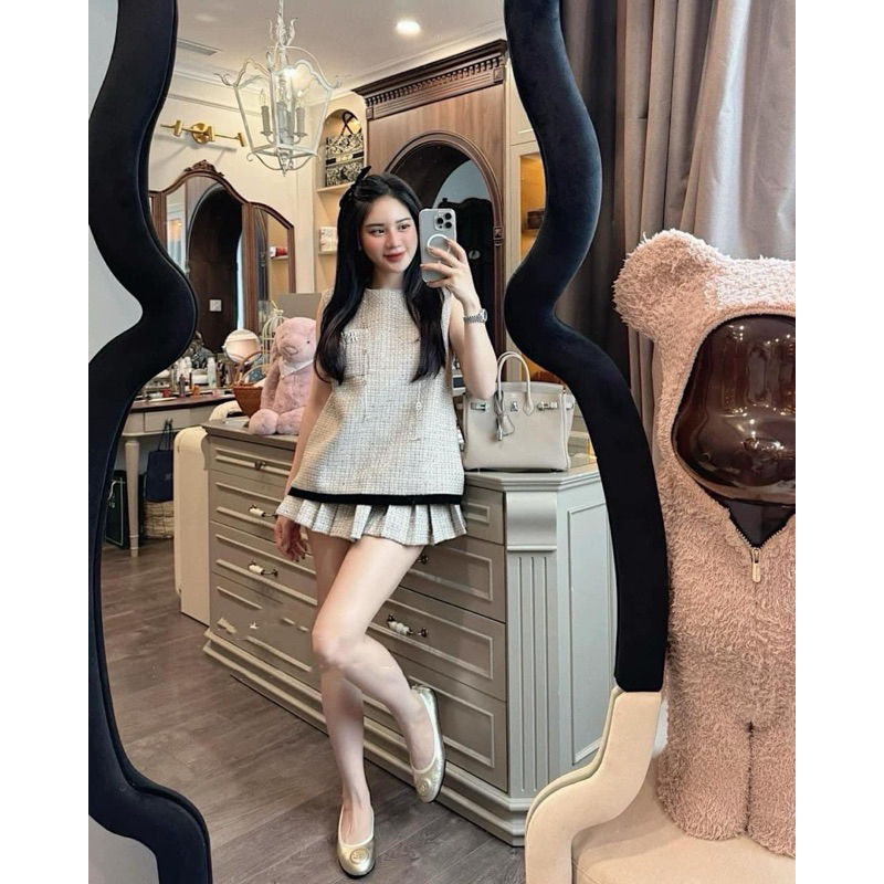 SET DẠ SN VÁY XẾP LI