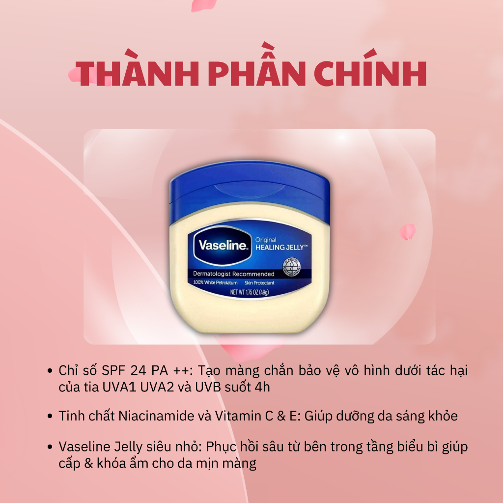 Vaseline Loại Bỏ Da Khô Da Chết Giảm Nứt Nẻ Da - Sáp Dưỡng Da Môi Body Mịn Màng - Dưỡng Da Cấp Ẩm Vaseline Mềm Mại 49g