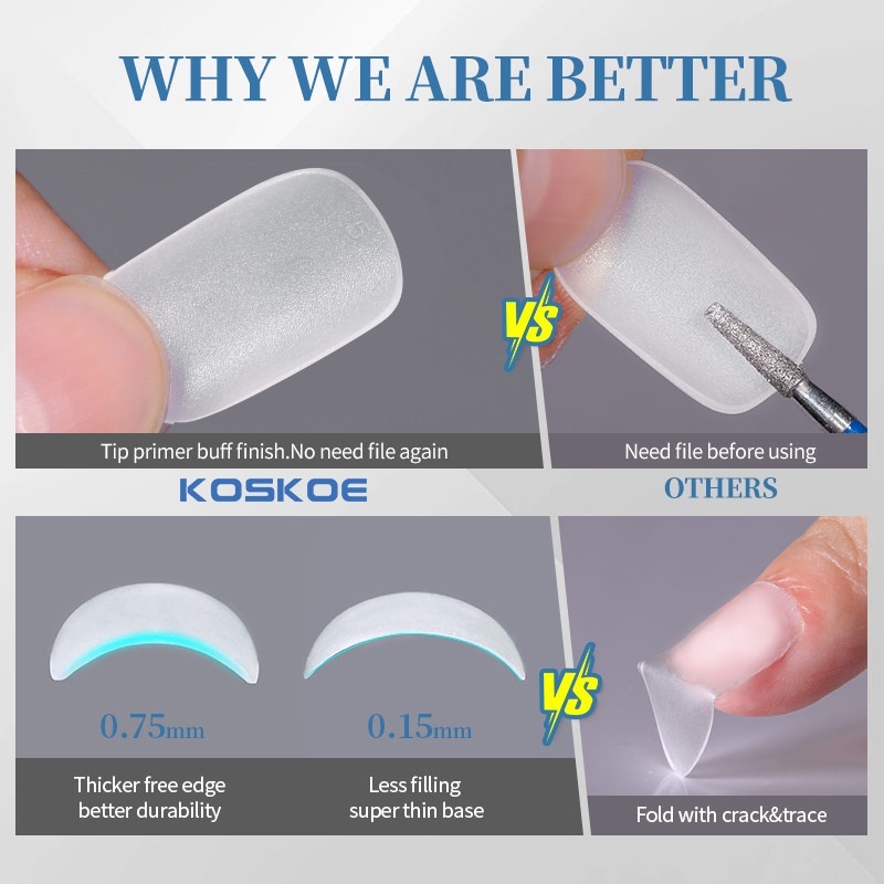 BORN PRETTY Móng Úp 300pcs Móng Úp Móng Nối Móng Tay Giả Hình Bán Nguyệt Dạng Ấn Chuyên Dùng Cho Nối Dài Móng | BigBuy360 - bigbuy360.vn