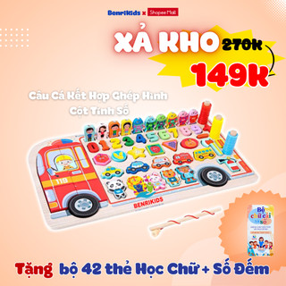 Đồ Chơi Gỗ Benrikids,Cột Tính Giúp Bé Học Đếm,Phép Tính Và Chữ Cái Tiếng Việt Kèm 5 Dấu Thanh