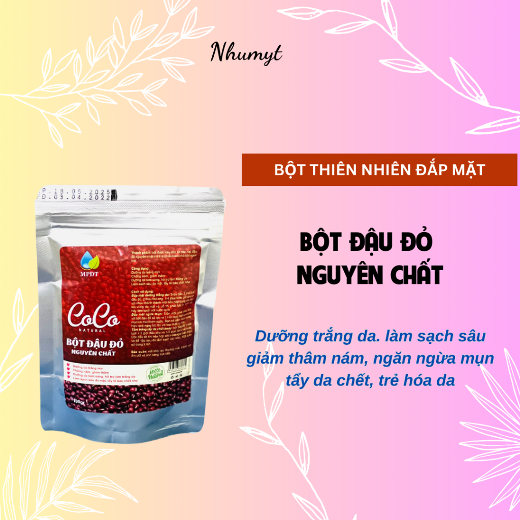 Bột đậu đỏ nguyên chất CoCo 1kg dưỡng ẩm cho da,đắp mặt tắm trắng dưỡng da hỗ trợ ngăn ngừa mụn hiệu quả COCO
