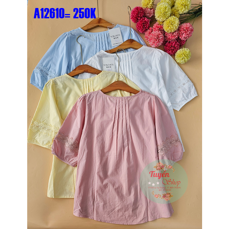 Áo kiểu thêu nổi lai gợn sóng