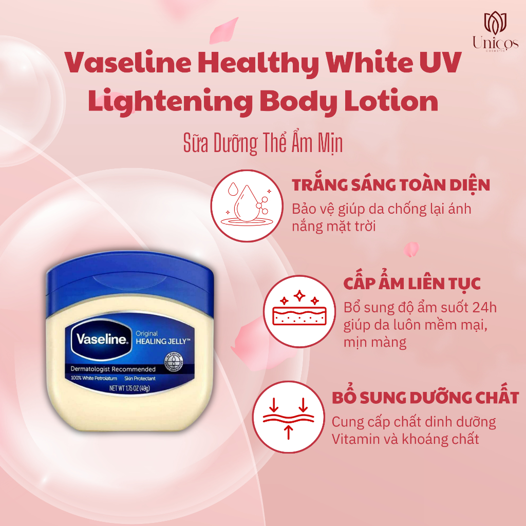 Vaseline Loại Bỏ Da Khô Da Chết Giảm Nứt Nẻ Da - Sáp Dưỡng Da Môi Body Mịn Màng - Dưỡng Da Cấp Ẩm Vaseline Mềm Mại 49g