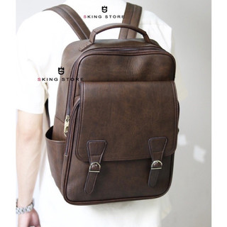 Balo da Ba lô công sở văn phòng vừa lap 15.6 inch da không bong tróc không thấm nước