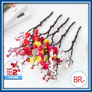 Sỉ cành hoa đào, hoa mai tết trang trí tháp bánh tài lộc - Cành đào cổ, Hoa vải giả làm giỏ quà tết, đồ chụp ảnh 02094