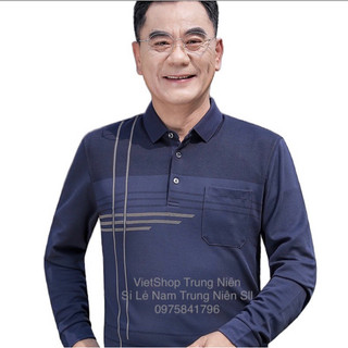 Áo Thun Dài Tay Nam Trung Niên Tặng Bố Hàng Quảng Châu Chất Mềm Mịn Đẹp