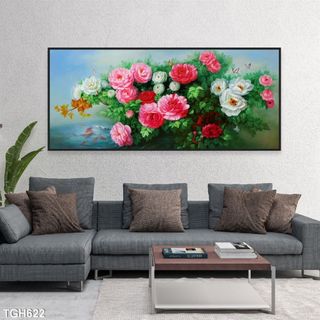 Tranh canvas treo tường HOA kích thước 60x120cm