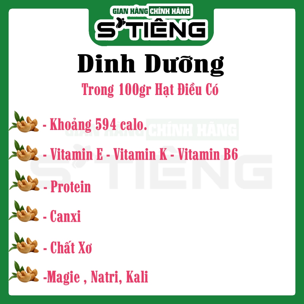 Hạt Điều Tươi Sống Làm Sữa Làm Bánh STIENG Loại Vở Đôi Ba