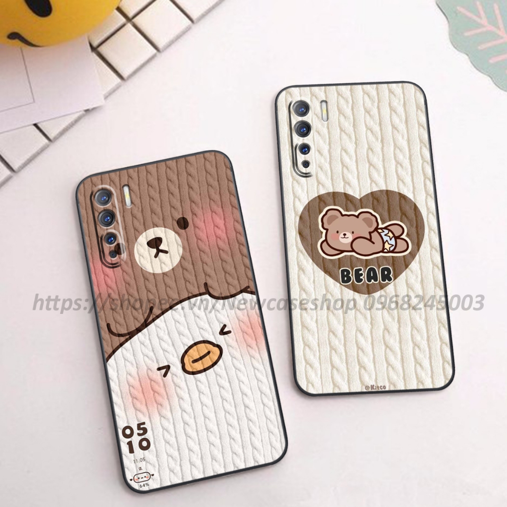 Ốp lưng Oppo Reno 3 / A91 / Reno 3 Pro in hình họa tiết len Bear Cute