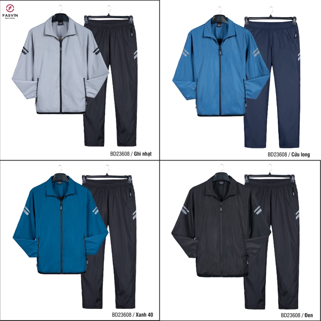 Bộ quần áo thể thao nam Fasvin BD23608.SG vải 02 lớp mềm mại co giãn.