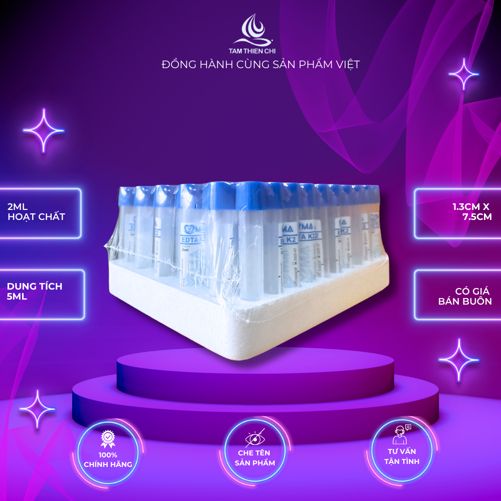 Ống nghiệm kháng đông 2ml Edta K2 VMA Hồng Thiện Mỹ