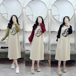Váy suông cotton da cá loại dầy tay phối có túi eo nhiều màu xinh vanmiushop