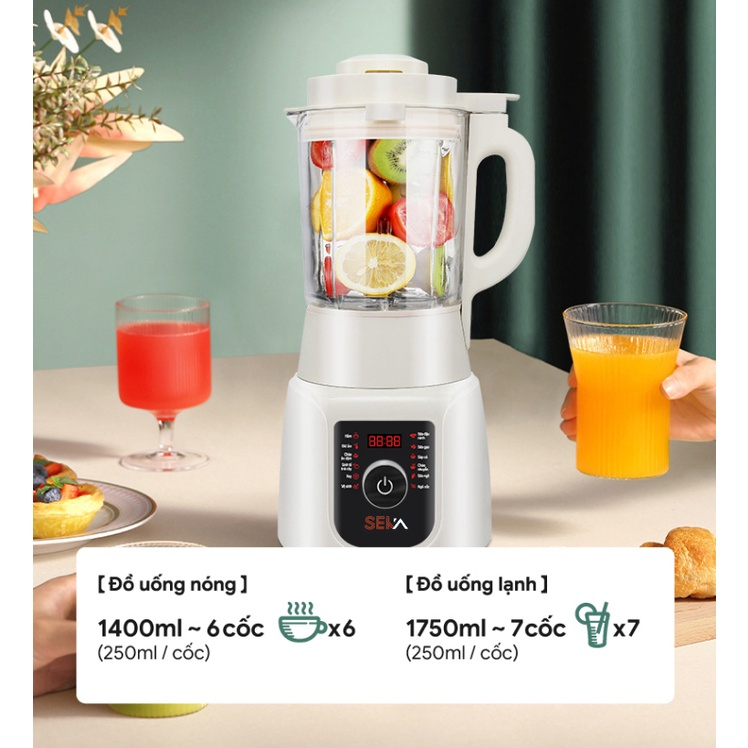 Máy làm sữa hạt SEKA 1750 ml chính hãng 12 chức năng công suất 800w, bảo hành 12 tháng