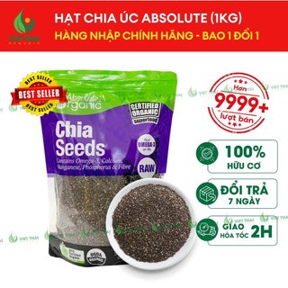[CHÍNH HÃNG] Hạt Chia Úc Absolute Organic 1KG Sạch Đẹp Đủ Ký - Giảm Cân Ăn Sáng Ăn Kiêng Dinh Dưỡng Date Mới