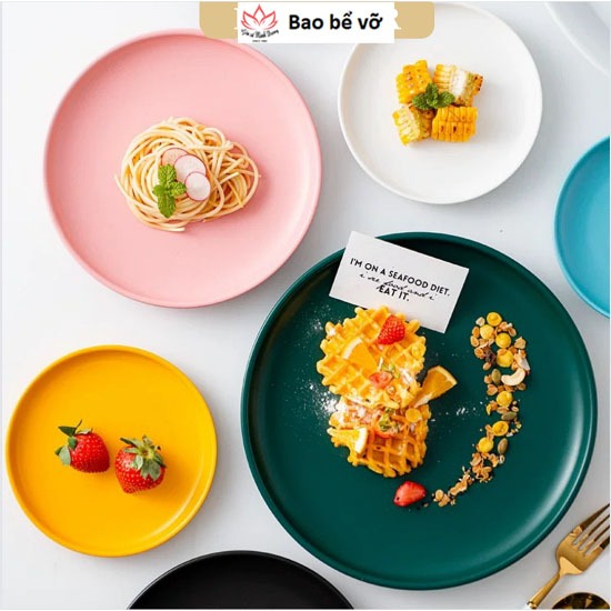 Đĩa sứ nhiều màu,đĩa tròn phẳng nhiều màu, đĩa decor, đĩa nhà hàng,đĩa bít tết,đĩa piza,đĩa đẹp, đĩa rẻ, đĩa lạ vintage