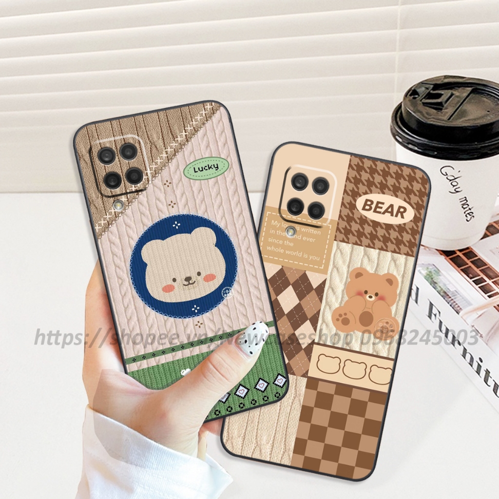 Ốp lưng Samsung A12 / M12 / A22 4G / A22 5G in hình họa tiết len Bear Cute