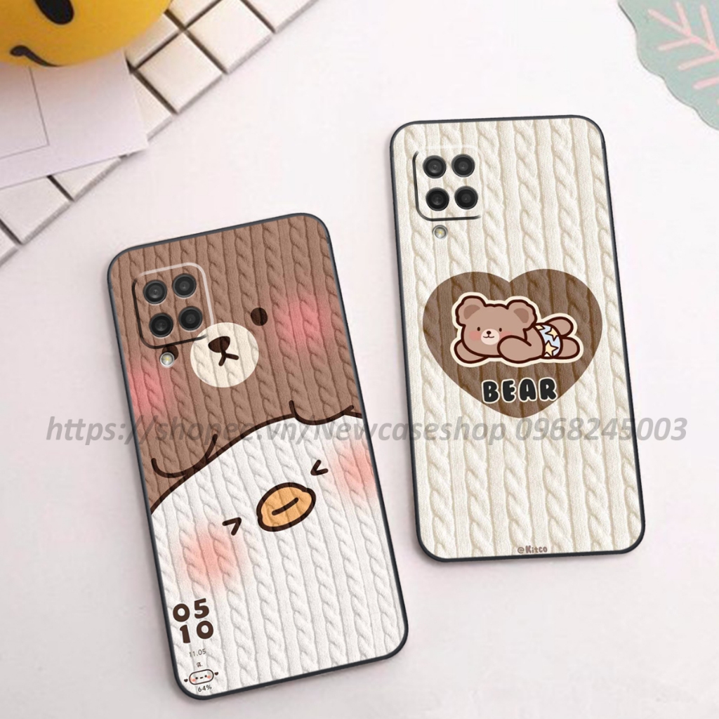 Ốp lưng Samsung A12 / M12 / A22 4G / A22 5G in hình họa tiết len Bear Cute