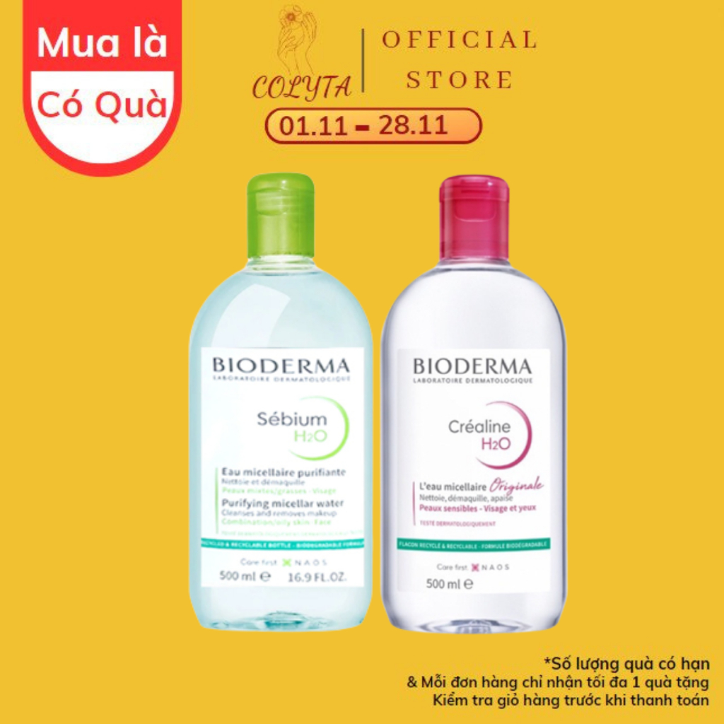 Nước Tẩy Trang Bioderma Sensibio H2O Chính Hãng Cho Da Dầu Mụn Và Da Nhạy Cảm 500ml