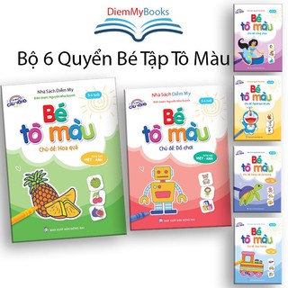 Sách- Bộ 6 Quyển Bé Tô Màu Mẫu Giáo Theo Chủ Đề Song Ngữ Anh Việt Dành Cho Bé Từ 3 đến 6 Tuổi