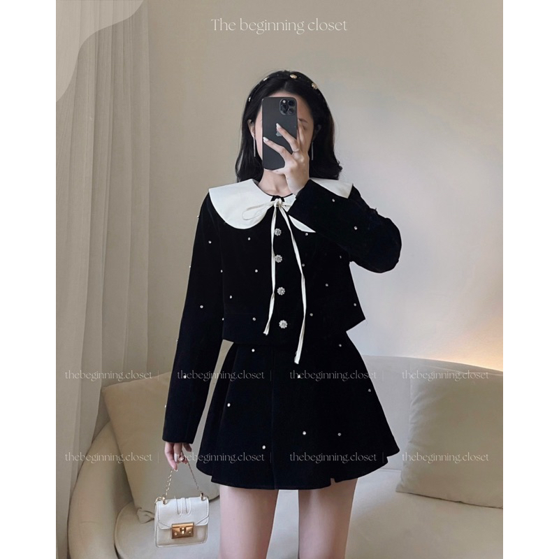 Stella Set bộ nhung đính đá tiểu thư