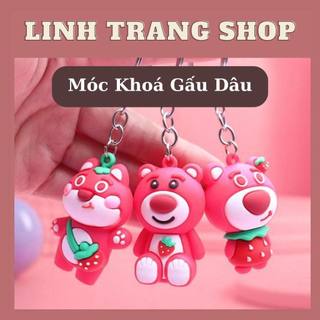 Móc khoá gấu losto dâu hồng xinh xắn - mẫu mới, móc khoá gấu dâu