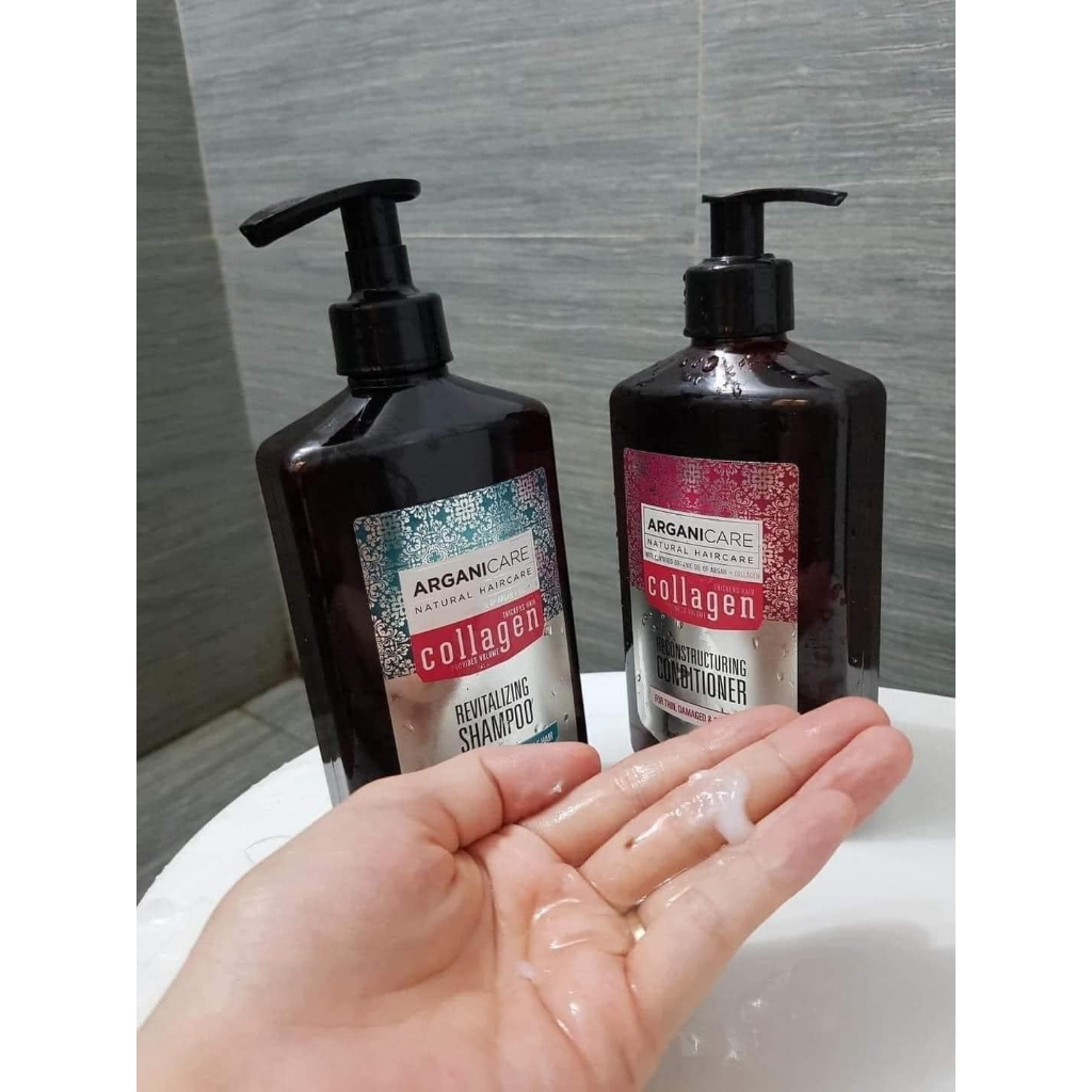 Dầu gội + dầu xả suôn mượt tóc ArganiCare collagen
