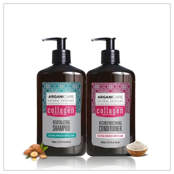 Dầu gội + dầu xả suôn mượt tóc ArganiCare collagen