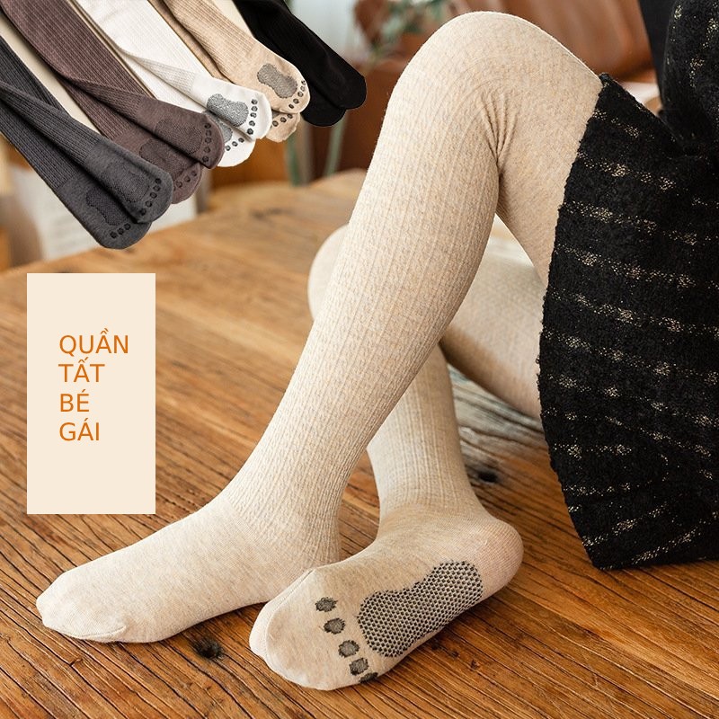 Quần Tất Cotton Thun Tăm Chống Trượt Cho Bé Gái 3318