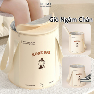 Giỏ Ngâm Chân, Xô Vải Ngân Chân Giữ Nhiệt Gấp Gọn (Có Thể Đựng Chứa Nước). Túi Ngâm Chân Di Động