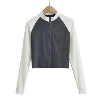 Áo dài tay Virgo raglan cao cổ nữ màu basic N7