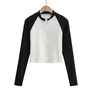 Áo dài tay Virgo raglan cao cổ nữ màu basic N7