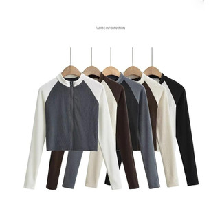 Áo dài tay Virgo raglan cao cổ nữ màu basic N7