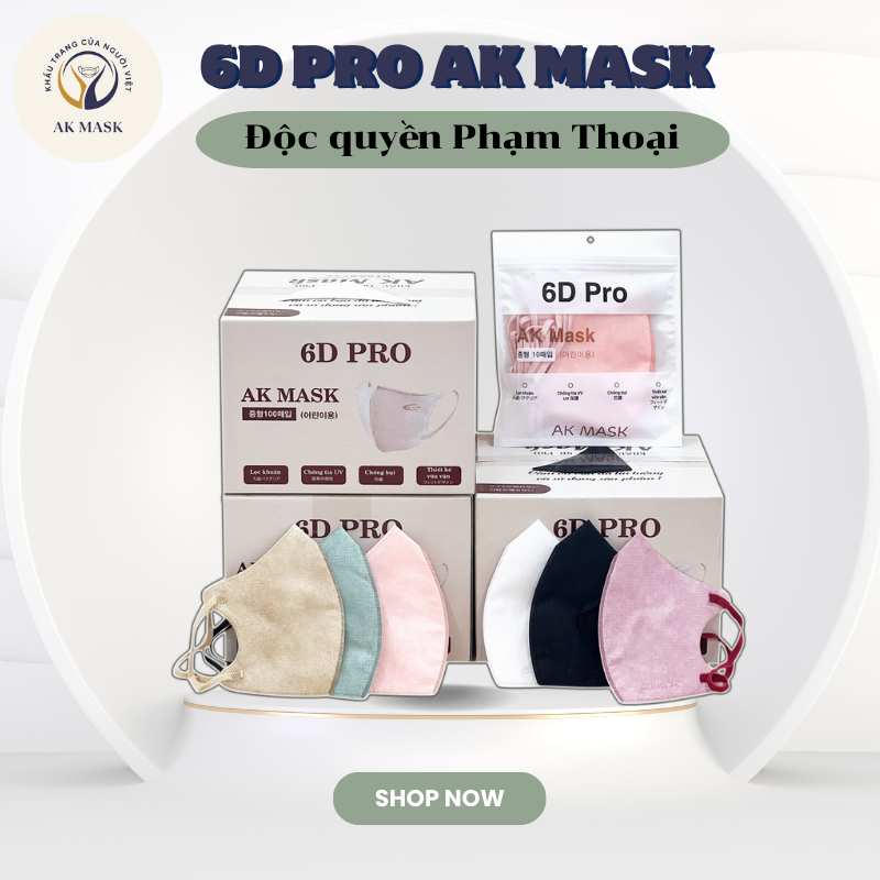 Thùng 200 Chiếc Khẩu Trang AK MASK 6D Pro Mask Cao Cấp - Khẩu Trang Phạm Thoại