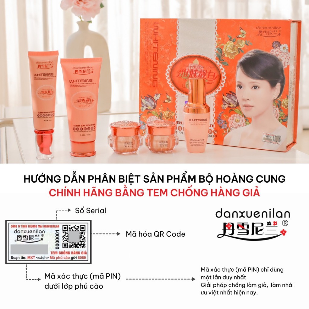 CHÍNH HÃNG -  Bộ Hoàng Cung Cam 5in1 chính hãng tặng 3 miêng mặt nạ và 1 bộ thử