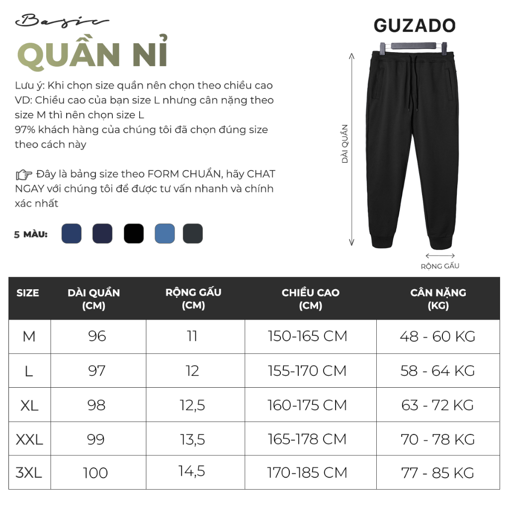 Quần Nỉ Nam Jogger GUZADO Chất Nỉ Da Cá, Dày Dặn, Mềm Mại, Giữ Nhiệt Tốt MDN2211