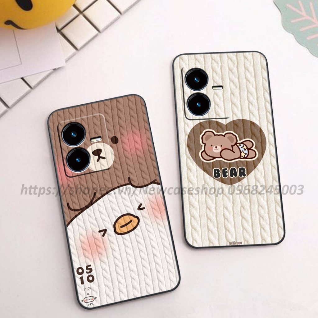 Ốp lưng Oppo A57 2022 / A57 5G / A77s in hình họa tiết len Bear Cute