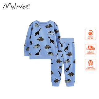 Bộ nỉ da cá Malwee xanh khủng long thời trang trẻ em từ 2-7 tuổi MW9123