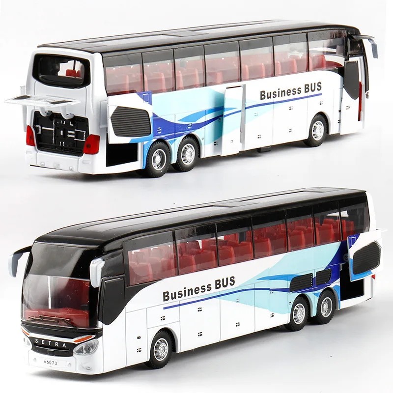 Mô hình xe ô tô buýt chở khách Business Bus tỷ lệ 1:32 chất liệu hợp kim, mở được cửa, có đèn và âm thanh giả lập