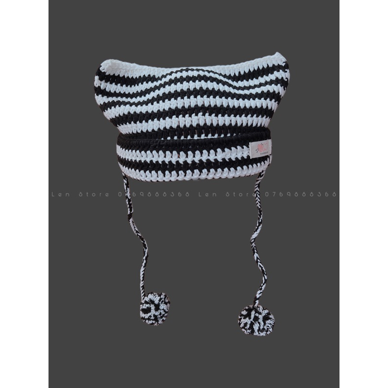 Mũ tai mèo bằng len milk cotton mềm mại xinh xắn - Cat beanie hat - Hàng có sẵn - Phụ kiện thời trang handmade