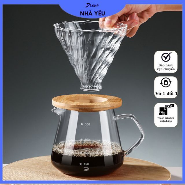 Bộ bình và phễu pha cà phê giấy lọc