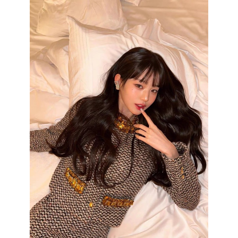 Set áo và chân váy dạ tweed giống Jang WONYOUNG IVE