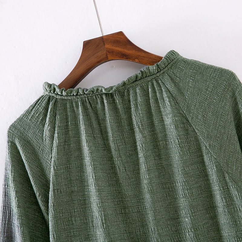 ÁO MORI XÔ MUSLIN THÊU CỔ THẮT NƠ TAY BỒNG