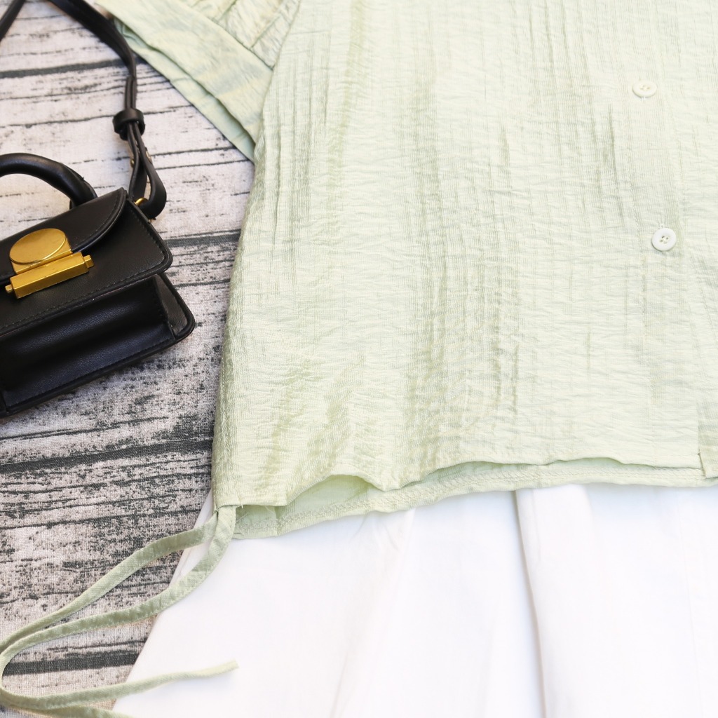 ÁO SƠ MI TÚI THÊU DÂY RÚT