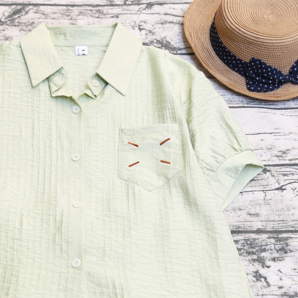 ÁO SƠ MI TÚI THÊU DÂY RÚT