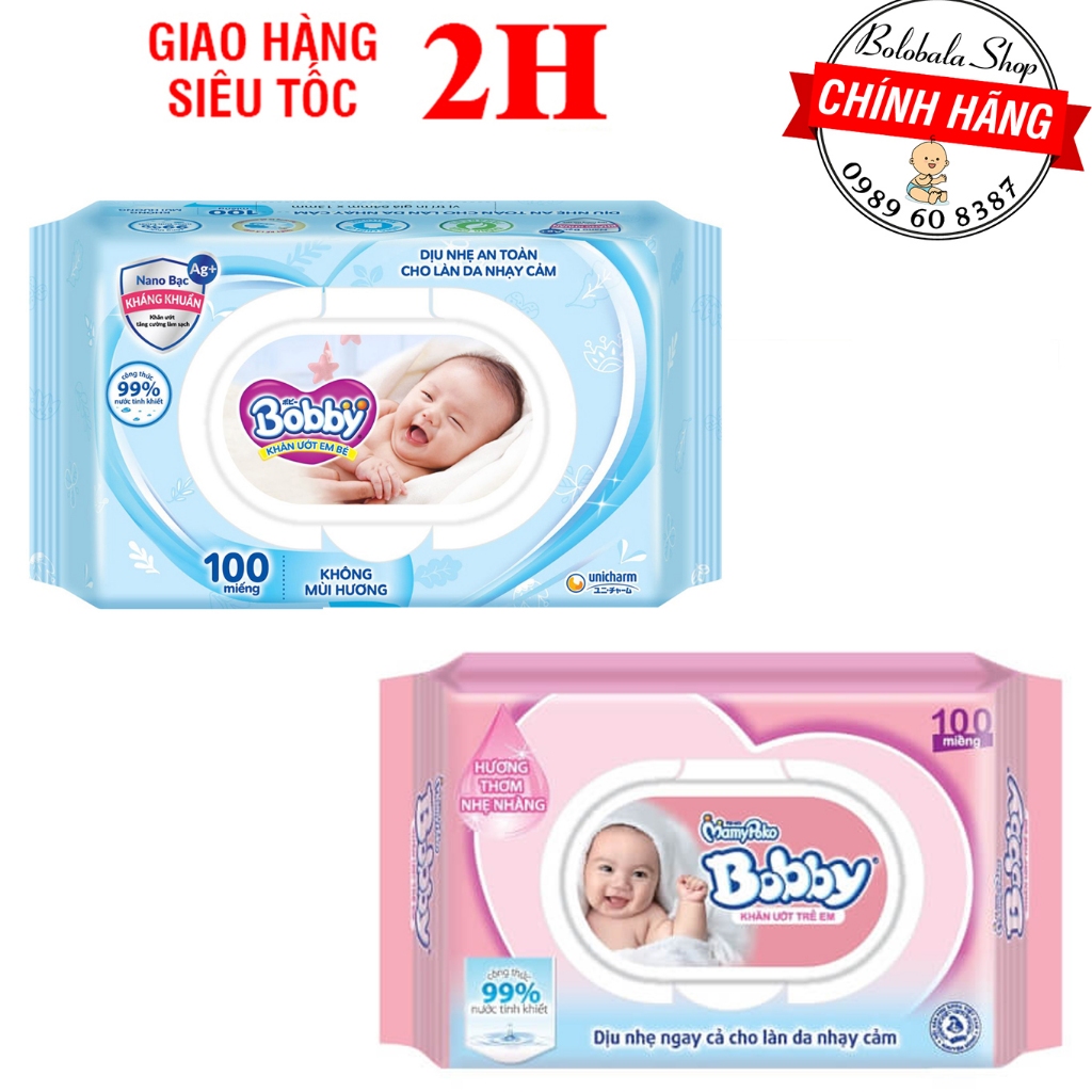 Khăn Ướt Bobby 100 miếng/ 80 miếng