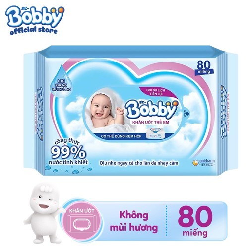 Khăn Ướt Bobby 100 miếng/ 80 miếng