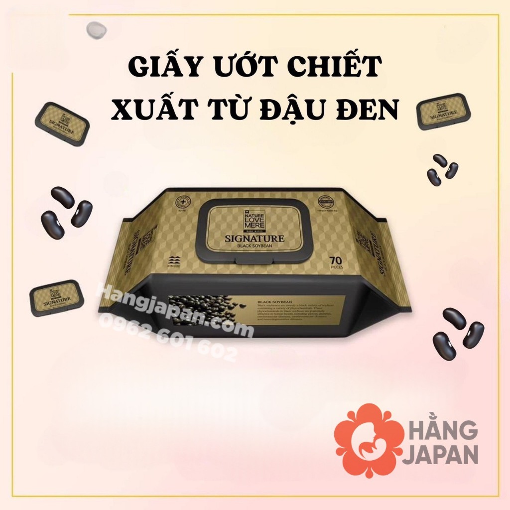 Khăn ướt Nature Love Mere cao cấp, an toàn kháng khuẩn chiết xuất từ đậu đen cho bé có nắp màu vàng