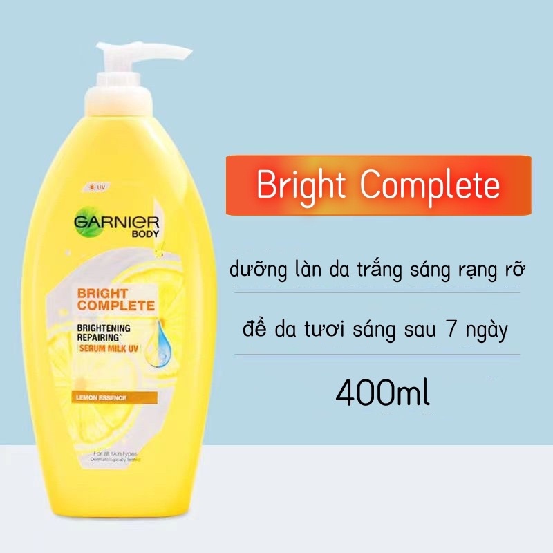 Sữa dưỡng thể toàn thân Garnier Body Lotion cấp ẩm dưỡng da chuyên sâu/Extra Bright/Bright Complete/Sakura Glow 400ml