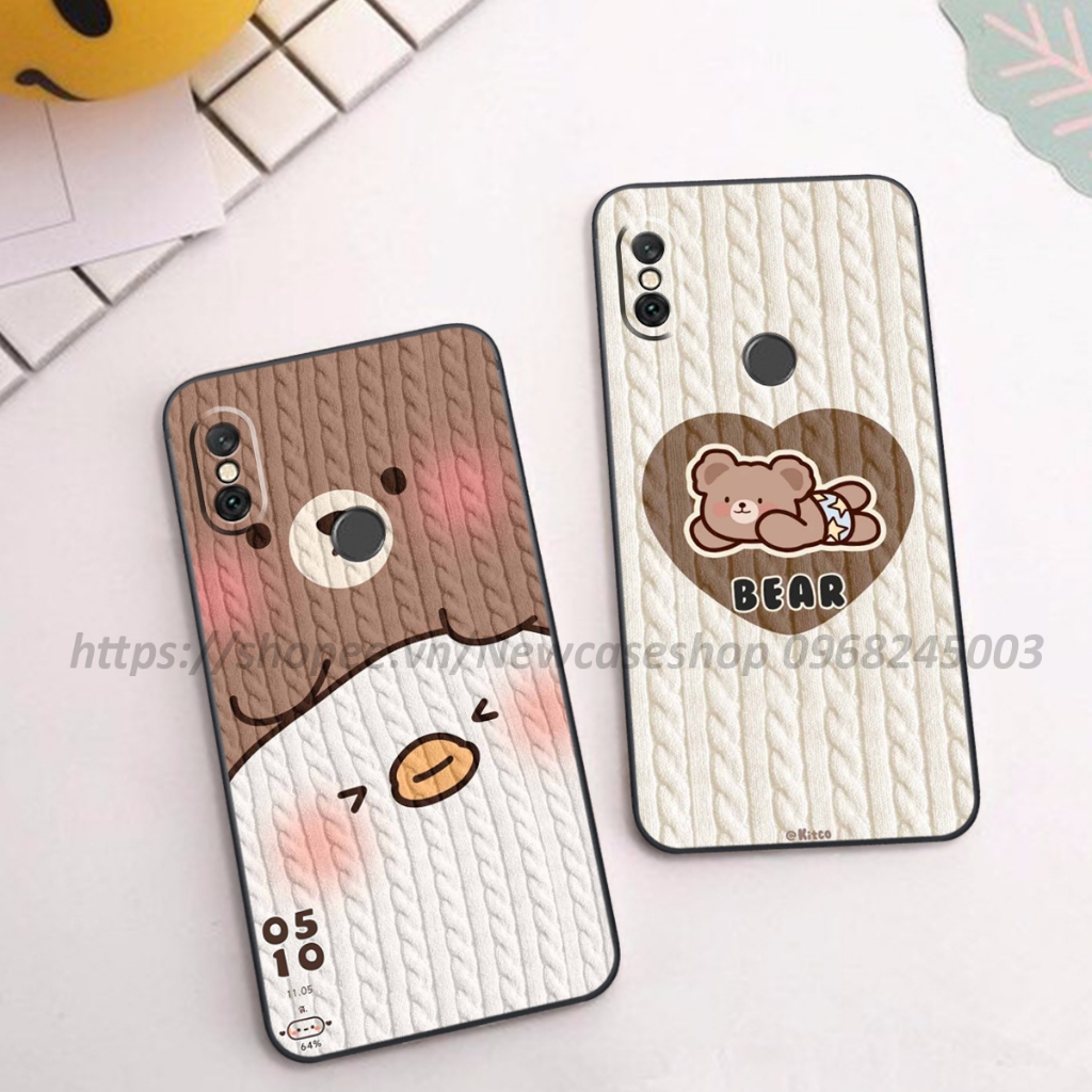 Ốp lưng Xiaomi Redmi Note 5-5 Pro / 6-6 Pro in hình họa tiết len Bear Cute